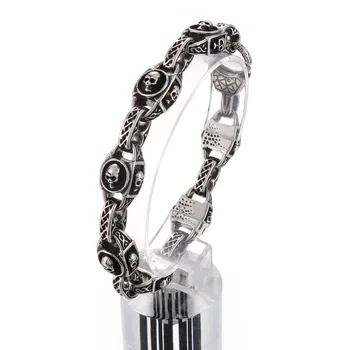 Мужской браслет-цепочка с черепом в стиле панк KALEN из нержавеющей стали, ювелирные изделия