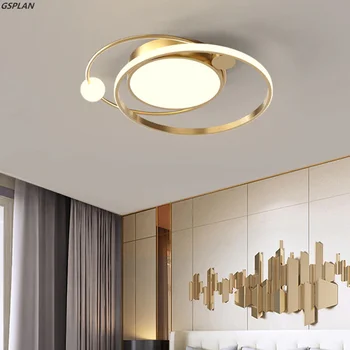 Новое кольцо из золота, простой дизайн, лампа с дистанционным управлением, современная светодиодная подвесная лампа для спальни, гостиной, кухни, обучающая подвесная лампа