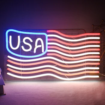 Неоновая Вывеска С Рисунком Американского флага Wangxing Сторонники США Наружный Свет Для Эстетического Украшения Стен Make American Great Again