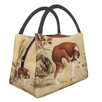 С рисунком борзой борзой в китайском стиле, изолированные сумки для ланча для кемпинга, путешествия, термоохладитель для собак-уиппетов, коробка для Бенто для женщин