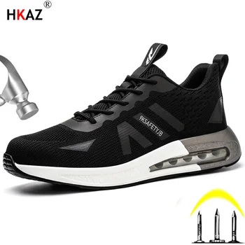 HKAZ/ Дышащая Повседневная рабочая обувь, устойчивая к ударам, со стальным носком, Защитная обувь для мужчин, Кроссовки, Амортизирующая Мужская обувь 9192
