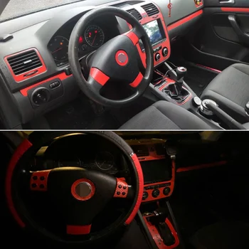 Для VW Golf 5 GTI MK5, 2 двери, внутренняя центральная панель управления, дверная ручка, наклейки из углеродного волокна, аксессуары для укладки автомобилей