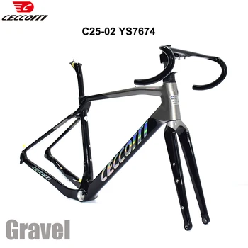 CECCOTTI-Карбоновая рама для велосипеда, лазерный логотип, Гравийная рама, максимальные шины, 47 мм, полностью скрытый кабель