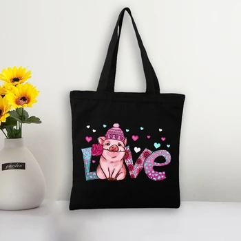Сельскохозяйственные животные Любят дорожные сумки BE MINE, Уличный стиль, Женская Складная экологичная сумка Sutdent Kawaii PIGS Canva в корейском стиле