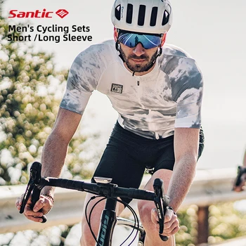 Santic Весенний Велосипедный Комплект с Длинными/Короткими рукавами, Джерси для Шоссейного Велоспорта, Мужские Шорты-Нагрудники, Велосипедная Одежда для Взрослых, Велосипедное Снаряжение