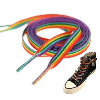 1 Пара Плоских Радужных Шнурков для Кроссовок, Разноцветные Шнурки для обуви, Цветные Градиентные Шнурки для Холщовых Шнурков для Тенниса, Женские Мужские