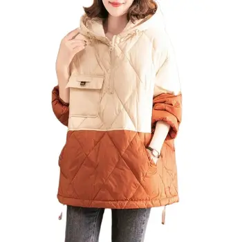 2023 Новая Модная Хлопчатобумажная одежда с капюшоном, Женская осенне-зимняя куртка, Корейская версия, Свободное легкое тонкое теплое женское пальто-парки