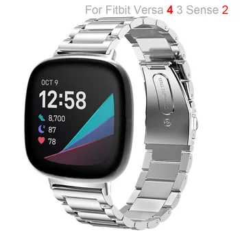 Ремешок Из нержавеющей Стали Для часов Fitbit Versa 4 3, Металлический Браслет С Петлевой Застежкой Для Браслета Fitbit Sense 2