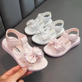 Детские сандалии, летняя обувь для девочек, Новые детские сандалии Принцессы для девочек, прекрасная пляжная обувь с бабочками из страз, Прямая поставка