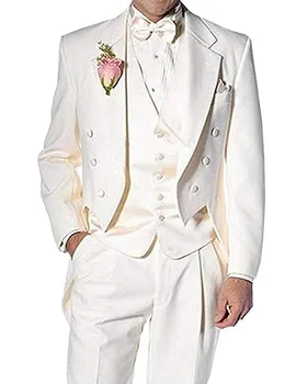 Мужской костюм из 3 предметов, официальный смокинг для жениха, смокинг, жилет и брюки, комплект свадебных костюмов