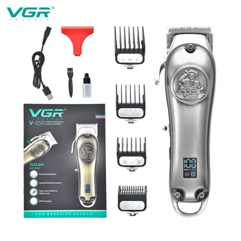 VGR Триммер для волос, Профессиональный Триммер, Беспроводная Машинка для стрижки волос, Регулируемая Стрижка, цифровой дисплей, Машинки для стрижки для мужчин, V-658
