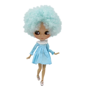 Кукла ICY DBS Blyth 1/6 bjd с загорелой кожей и обнаженными суставами, с голубыми волосами, с остекленевшим лицом BL6909