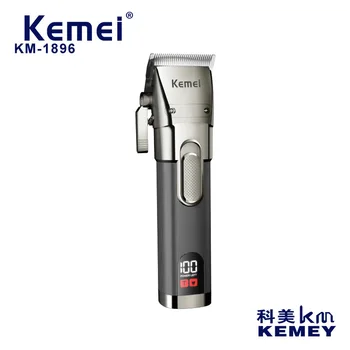 kemei триммер для волос KM-1896 USB перезаряжаемая машинка для стрижки волос, машинка для стрижки масляных головок, гравировка, отбеливание, металлический корпус с ЖК-дисплеем