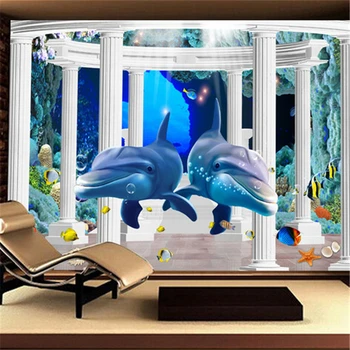 beibehang крупномасштабная фреска гостиная зеленая комната детская комната мультфильм подводная лодка Морской мир обои papel de parede