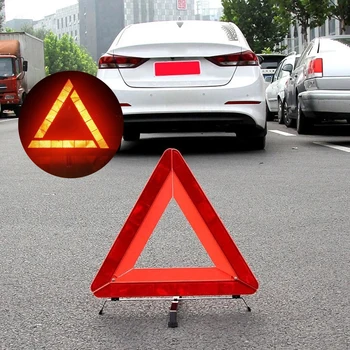 Предупреждающий О аварийной Поломке Автомобиля Треугольник Красный Светоотражающий Угроза Безопасности Автомобильный Штатив Сложенный Стоп-Сигнал Отражающая Полоса