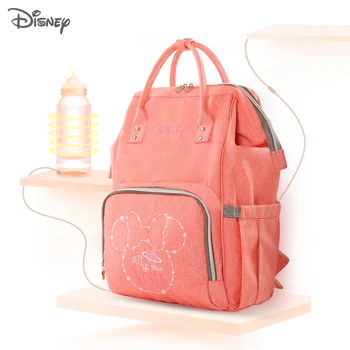 Сумка для подгузников Disney, рюкзак для мамы, USB-подогрев для бутылочек, детская сумка для мамы, Подгузник для мамы, Рюкзак для коляски, Мокрая сумка для Микки Мауса