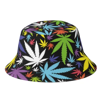 Новые Летние Шляпы-ведра с листьями каннабиса для Унисекс, лист марихуаны, Уличная Складная Шляпа Рыбака Боба, Шляпа Буни