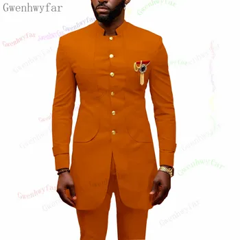 Gwenhwyfar 2021 Новый Модный Смокинг для Мужчин на свадьбу из 2 предметов, Деловой костюм, Блейзер, Homme Terno (куртка + брюки) G3019