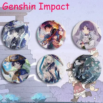 Genshin Impact Game, горячая фигурка Скарамуша 57 мм, брошь в виде значка Аниме, булавка, значки для косплея, украшение рюкзака, подарок для фанатов