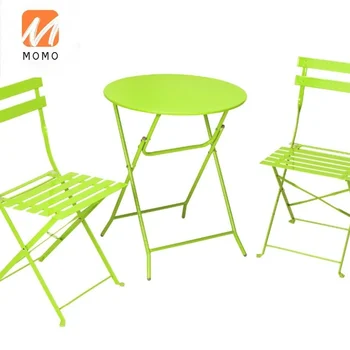 Наборы мебели для бистро из нержавеющей стали на открытом воздухе, патио, Складной стол и стулья из 3 предметов
