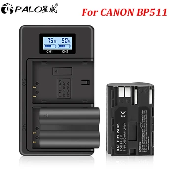 PALO 2650 мАч BP 511 BP-511 BP511 BP511A Батарея для камеры + ЖК-дисплей USB С Двойным Зарядным устройством Для CANON EOS 40D 300D 5D 20D 30D 50D 10D D60 G6