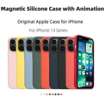 Магнитный чехол Apple Animation Magsafe из жидкого силикона для iPhone 12 13 Pro Max 12pro, чехол для беспроводной зарядки, защитный чехол от падения