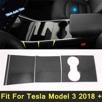 Центральная Консоль, Передний ряд, Держатель Стакана для воды, накладка на панель, подходит для Tesla Model 3, 2018-2021 Аксессуары для интерьера из углеродного волокна