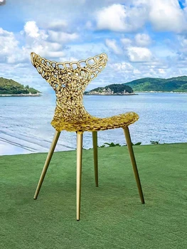 Индивидуальный итальянский современный минималистичный роскошный дизайнерский креативный стул из поликарбоната, офис продаж, модный художественный стул с рыбьим хвостом