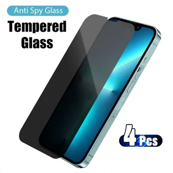 4 ШТ!Защитное стекло для iPhone 14 13 12 Pro Max Mini XS MAX 8 7 Plus с полным покрытием для защиты экрана от несанкционированного доступа для iPhone 11 PRO MAX