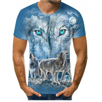 2022 летняя новая футболка с 3D-принтом, мужская мода, милая футболка с лисой и волком, интересная рубашка с короткими рукавами, мужская одежда