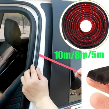 Резиновая прокладка для уплотнения двери автомобиля 10 м/8 м/5 м Сильный клейкий автоматический дверной герметик B типа против пыли, шума, ветра, уплотнительная лента для двери автомобиля