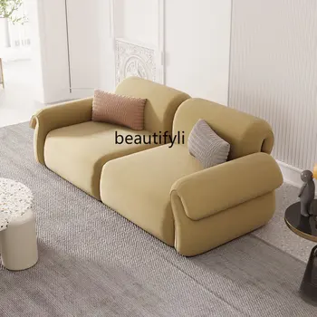yj Современный легкий Роскошный Тканевый диван Для небольшой квартиры, Трех-четырехместный пряморядный фланелевый диван