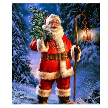 Алмазная живопись Санта Клаусы Вышивка Рождественской Елкой Diy Рукоделие Вышивка крестиком Стразы Мозаика из страз