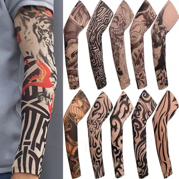 1шт Новых рукавов с цветочной татуировкой на руке, Бесшовных рукавов для верховой езды, солнцезащитных рукавов для мужчин И Женщин, Грелок для рук с защитой от ультрафиолета