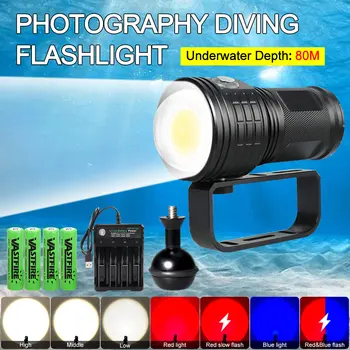 10000 Люмен Светодиодный фонарик для Дайвинга, Подводный фонарь, освещение 100 м, Водонепроницаемый Тактический фонарь для фотосъемки, Видео, Заполняющие огни