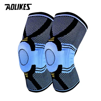AOLIKES 1 Пара Баскетбольных Пружинных Опор Для Бега, Наколенники С силиконовой Подкладкой, Поддерживающий Бандаж, Защита Мениска, коленной чашечки, Спортивная Безопасность