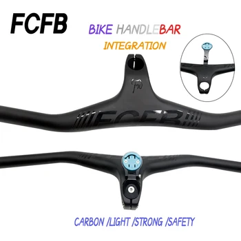 FCFB MTB Карбоновый руль Черный, полностью из углеродного волокна, однообразный Стержень Sem -17 градусов, горный Велосипед, велосипедная рама, ручка, бар, запчасти для велосипеда
