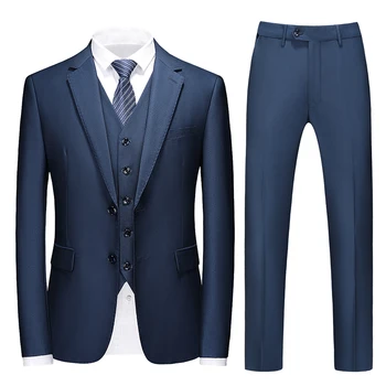 (Блейзер + брюки + жилет) 2021 высококачественный мужской костюм для выпускного вечера на заказ, мужской повседневный свадебный смокинг, мужской костюм из 3 предметов
