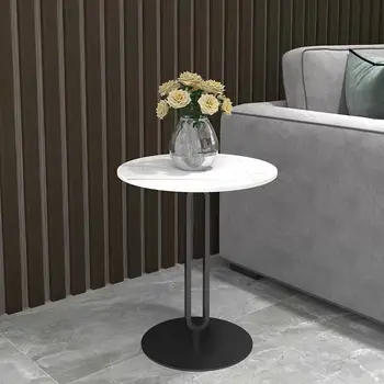 Итальянская минималистичная железная художественная каменная доска для гостиной, круглый журнальный столик, диван, журнальный столик на балконе طاولةقهوة консольмебель