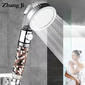 Ванная комната ZhangJi, 3-Функциональная СПА-Насадка для душа с Кнопкой Остановки, Анионный фильтр Высокого Давления, Насадка для ванны, Водосберегающий Душ