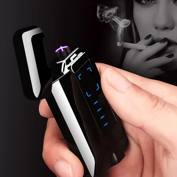 2021 Новая Электрическая Плазменная Зажигалка с двумя дугами, USB Зарядка, Металлическая Ветрозащитная Свеча, Зажигалки для сигар, Креативные Гаджеты Для мужчин в подарок